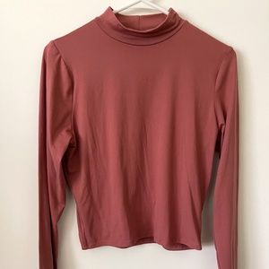 Mock Neck Coral Long Sleeve Top